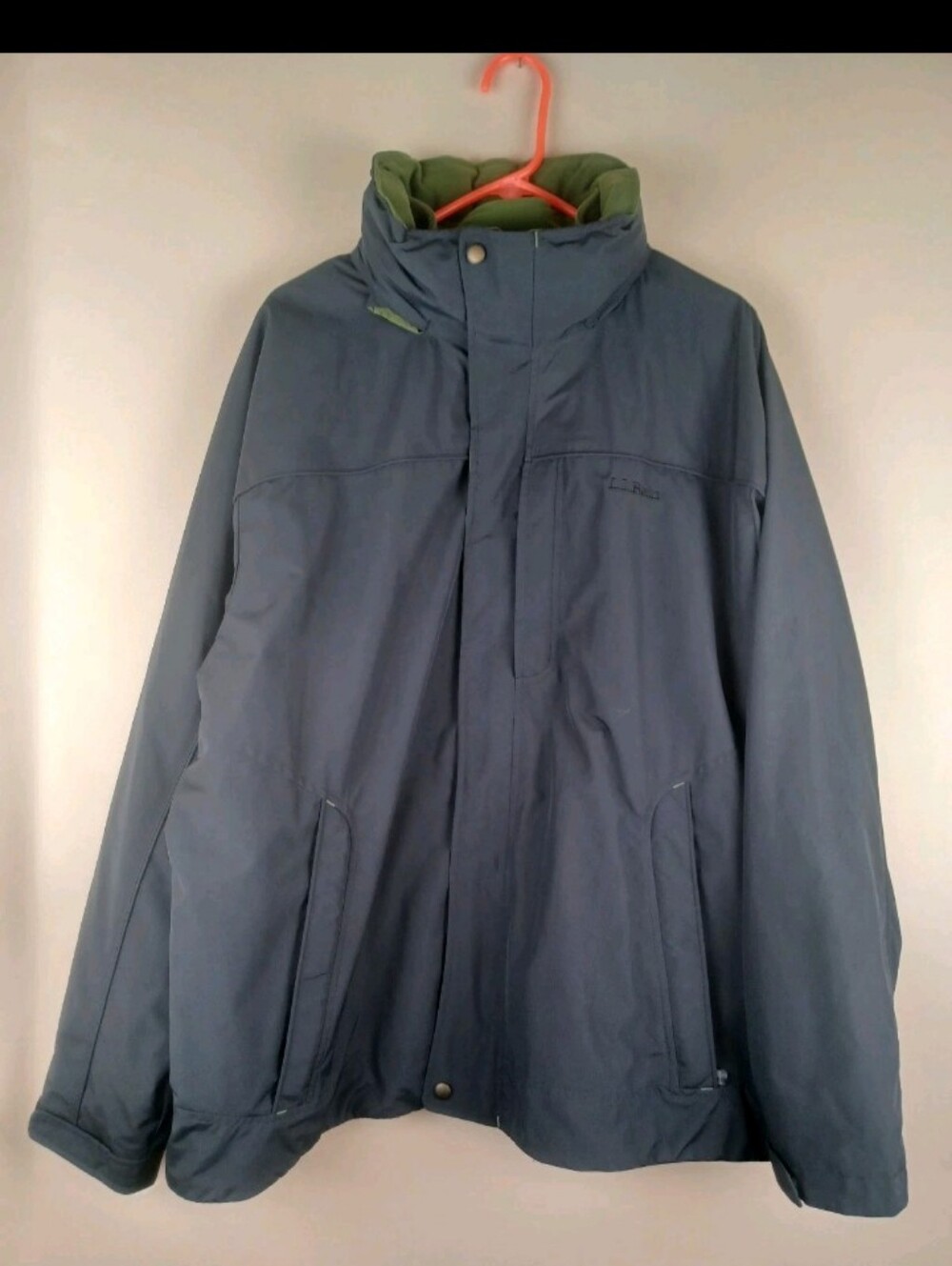 LL Bean Jacket Mens XL Black Hooded Parka 3-in-1 Zip Out Fleece Liner Winter